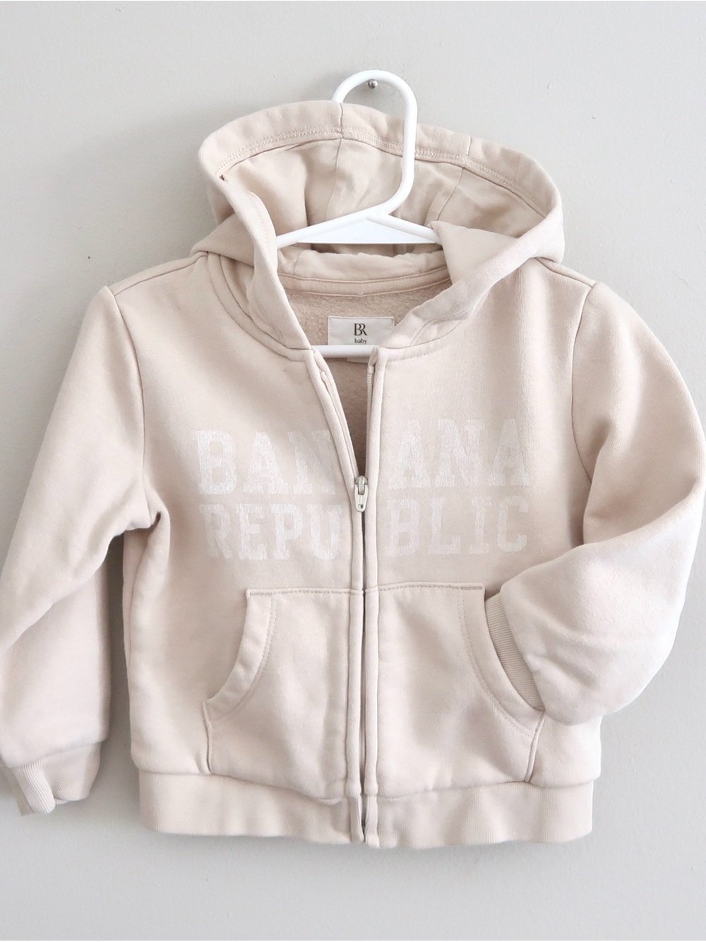 Banana Republic Baby Zip Up Hoodie 18 24 Months Beige Logo Sweatshirt